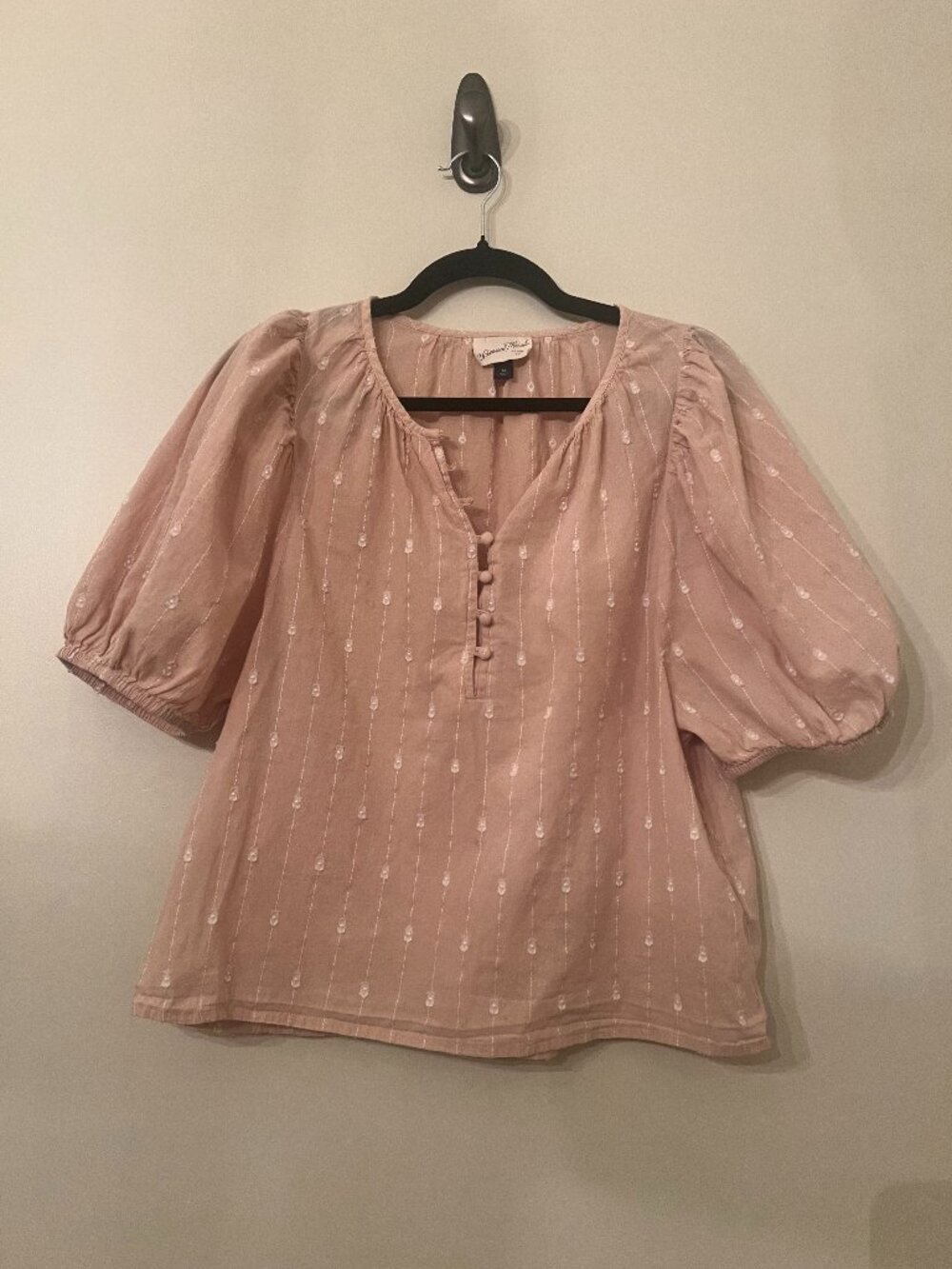 Cotton Blend Universal Thread Puff Sleeve Blouse